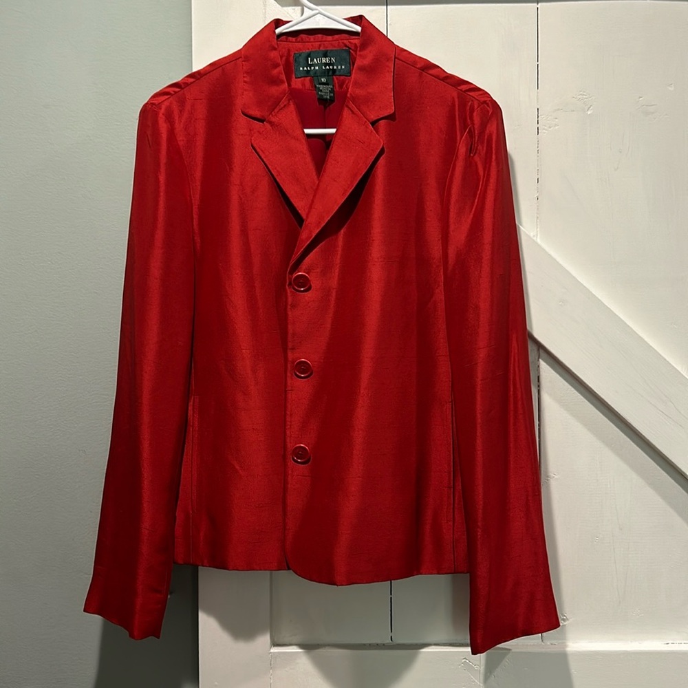 Never worn Ralph Lauren blazer red with tags and extra buttons asking